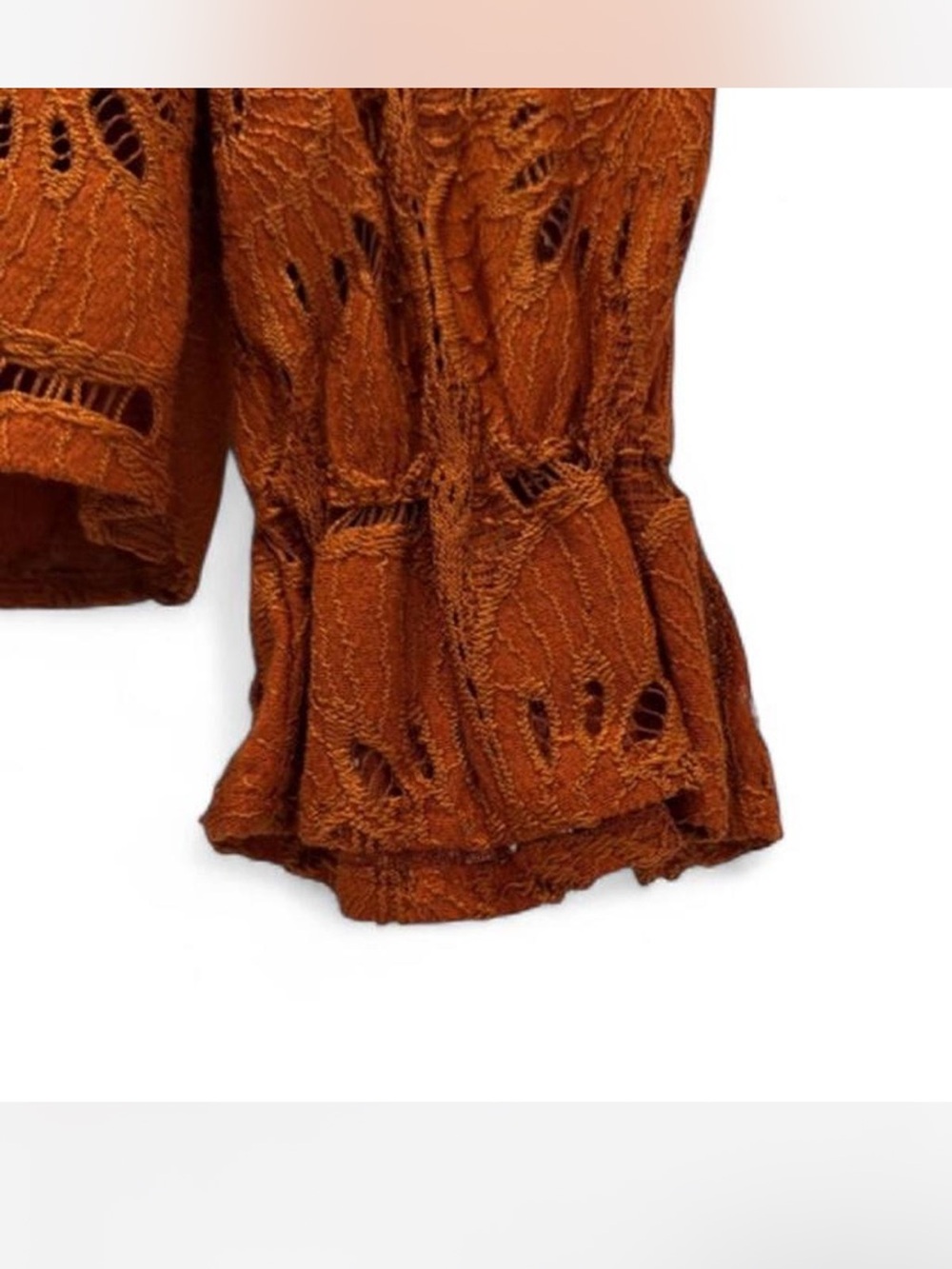 Women's Burnt Orange Lace Long-Sleeve Top - Picture 3 of 7
